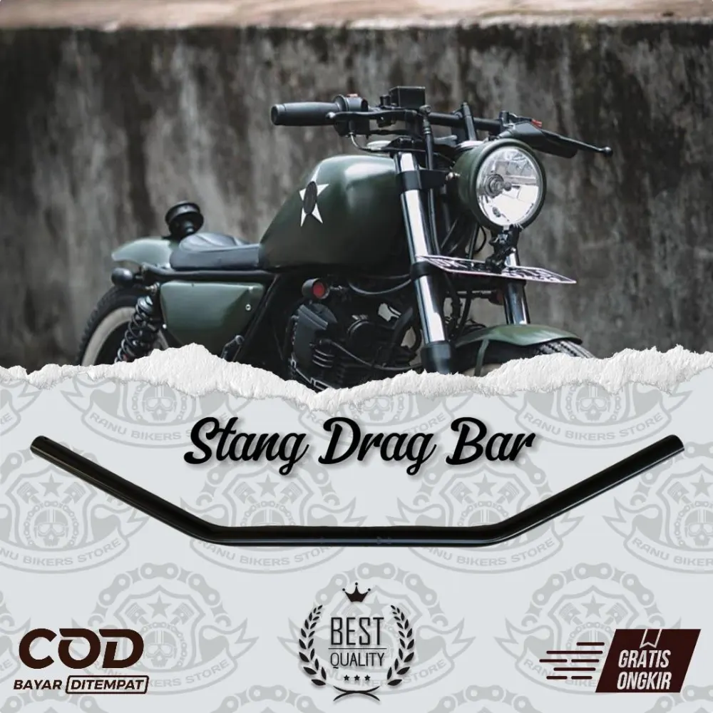 Stang Bobber Dragbar Motorcycle Custom 22mm Tebal 2mm PNP…